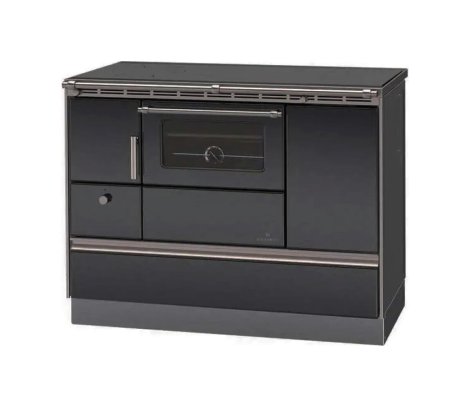 LOHBERGER Holzherd Rega 105 mit Stahlplatte 6,6 kW Schwarz  Anschluss rechts