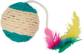 Spielball Sisal mit Rassel & Feder