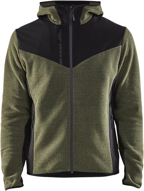 BLÅKLÄDER Softshell Strickjacke herbstgrün/schwarz 4 XL