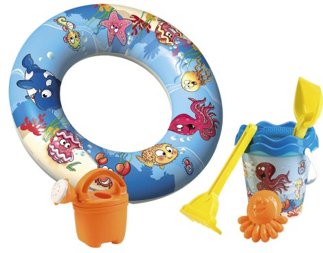 Strandset Happy Fish + Schwimmreifen 7-tlg.