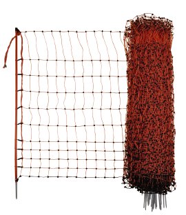 Geflügelnetz elektr. orange, Einzelspitze 50 m x 106 cm, 15 Pfähle