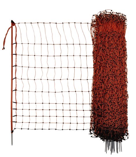 Geflügelnetz elektr. orange, Einzelspitze 50 m x 106 cm, 15 Pfähle