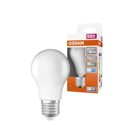 OSRAM LED-Birne Star Classic 40 E27, Kaltweiß/matt 5,5W