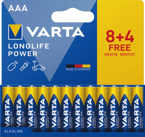 VARTA Batterie Longlife Power AAA Pack 12 (8+4)