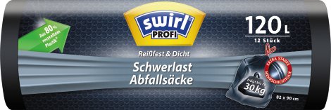 SWIRL® Profi Schwerlastsack mit Zugband 120 l, 12 Säcke 82x90 cm