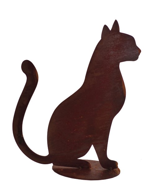 Gartenfigur Katze Muggl auf Bodenplatte 20x24 cm (BxH)