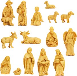 Krippenfigur Holzoptik 10 cm 15-tlg.