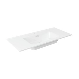 Gussmarmor-Waschtisch VITA, 101x46,5x15,8 cm (BxTxH), Beckenstärke 18 mm, Weiß Matt