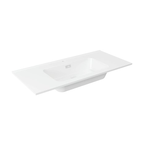 Gussmarmor-Waschtisch VITA, 101x46,5x15,8 cm (BxTxH), Beckenstärke 18 mm, Weiß Matt