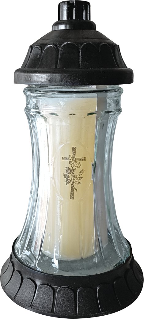AMBROSIUS Glaskönigslicht Transparent (Kreuz+Rose)