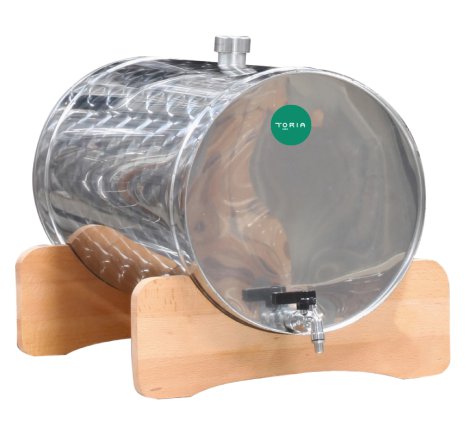 EF Edelstahlfass mit 3/8" Hahn & Holzauflage 35 l
