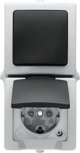 KOPP Kombination Schalter/Schutzkontakt-Steckdose Grau