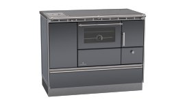 LOHBERGER Holzherd Rega 105 mit Stahlplatte 6,6 kW Anthrazit