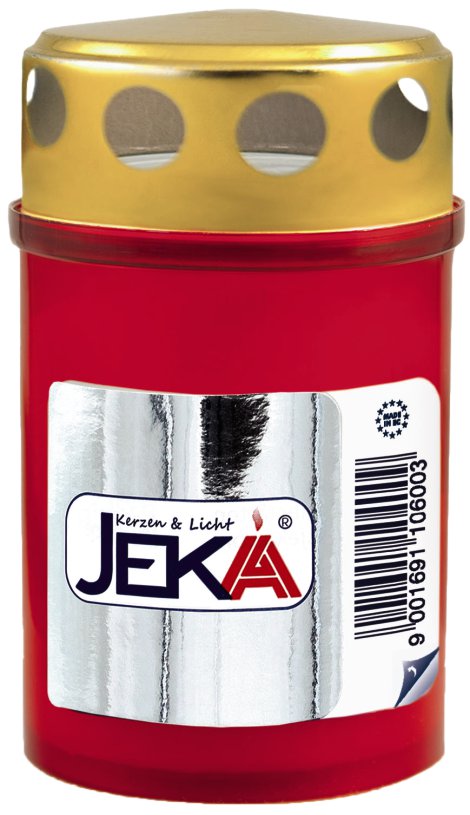 JEKA Grablicht mit Goldendem Thermo-Doppeldeckel 60x95 mm (ØxH), Rot