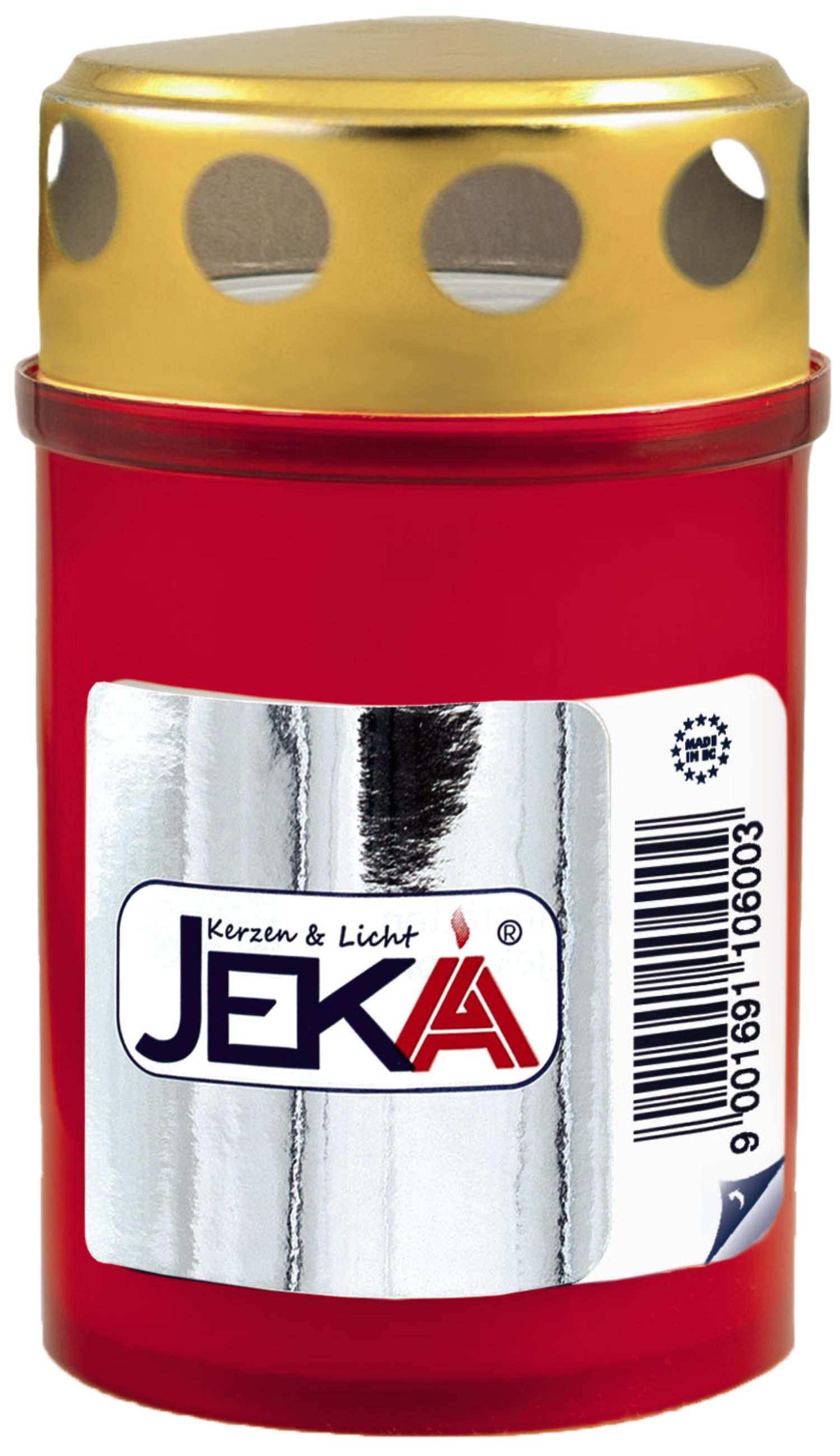 JEKA Grablicht mit Goldendem Thermo-Doppeldeckel 60x95 mm (ØxH), Rot