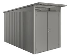 BIOHORT Gerätehaus A4 AvantGarde® 180x380x222 cm mit Doppeltür, quarzgrau-metallic