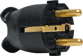 KOPP Kunststoff-Schutzkontakt-Stecker Schwarz