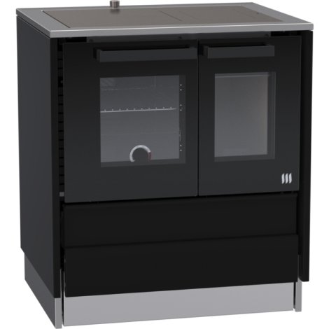 LOHBERGER Holzherd Style 75 (Anschluss links) 6 kW Schwarz