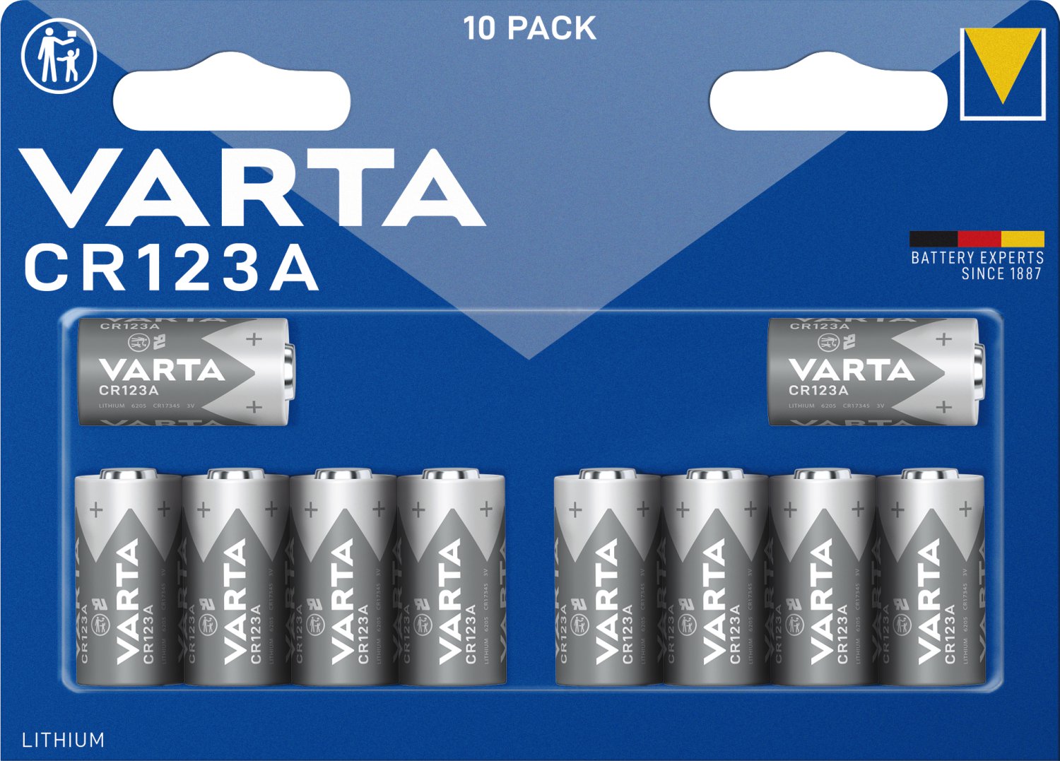 VARTA Zylindrische Lithium-Fotobatterie 3V CR123A 10er Pack