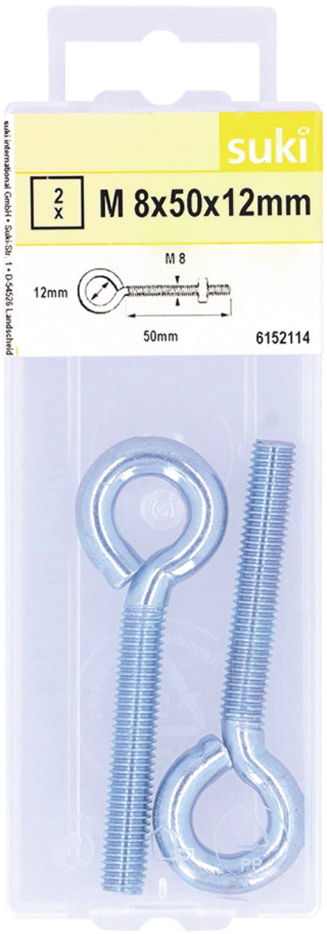 SUKI Wäscheleinenhaken gebogen Holzgewinde Weiß 80x5,2x26x19 mm, 4 Stk.