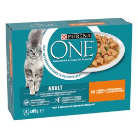 PURINA ONE® Katzen-Nassfutter Adult Huhn & grünen Bohnen 8x85 g