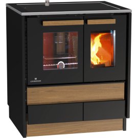 LOHBERGER Holzherd Style 75 (Anschluss links) 6 kW Alpin Schwarz