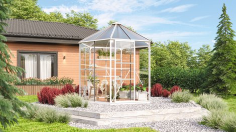 VITAVIA Gewächshaus Juno 4500 ESG 3 mm Weiß