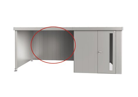 BIOHORT Rückwand für Seitendach Gerätehaus Neo 2A-4D, 299x4,3x200 cm, Silber-Metallic