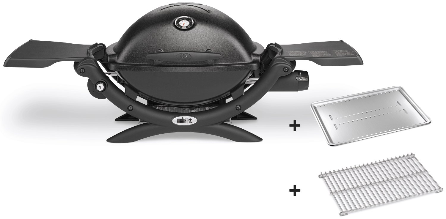 WEBER® Gasgriller Q 1200 mit Schild und Rost schwarz
