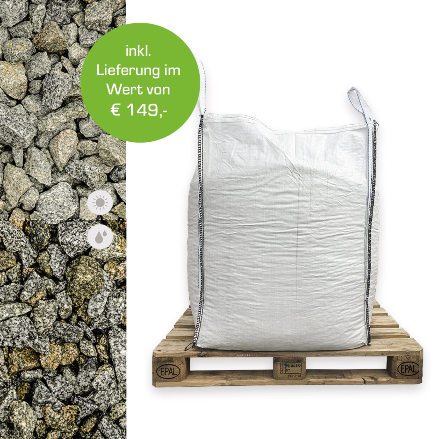 CASAFINO Granitsplitt anthrazit-weiß 16-32 mm 1000kg Big Bag