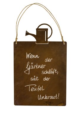 Gartenschild mit Beschriftung Gießkanne 35 cm