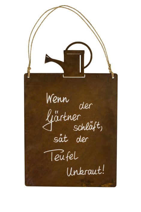 Gartenschild mit Beschriftung Gießkanne 22x35 cm (BxH)