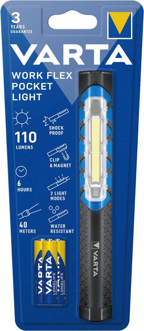 VARTA LED-Arbeitsleuchte Work Flex® Pocket Light  inkl. 3x VARTA Longlife Power AAA Batterien