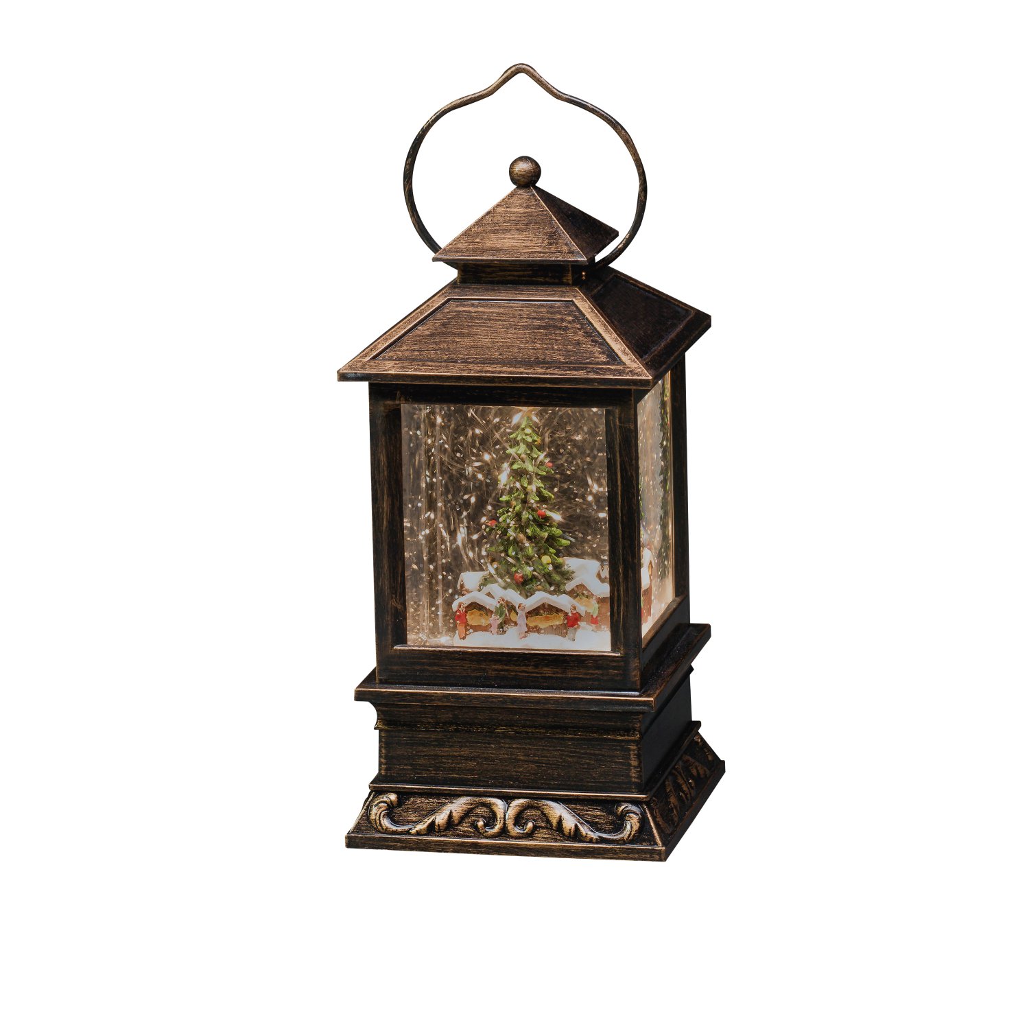 LED-Schneelaterne Weihnachtsmarkt 10,5x22x10,5 cm