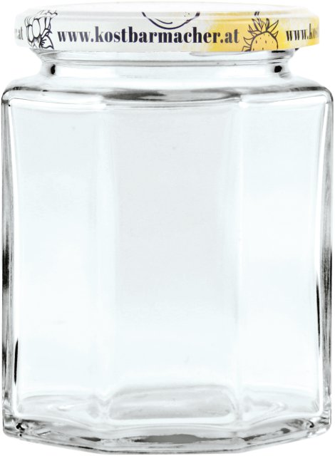 Vorratsglas 8 Kantform mit Schraubdeckel Obstdekor 190 ml, 6 Stk.