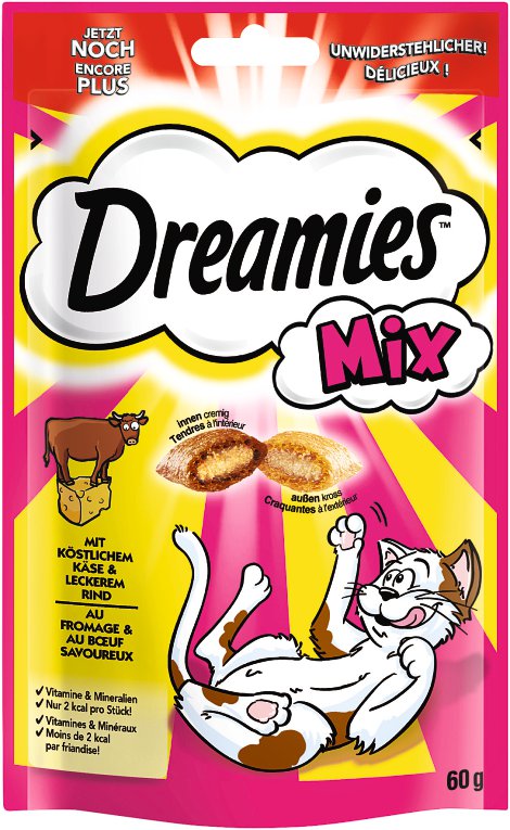 DREAMIES Katzensnack Mix Käse & Rind 60 g
