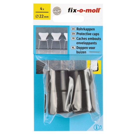 fix-o-moll Rohrkappen Schwarz Ø 22 mm 4 Stk.