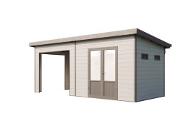 WOLFF FINNHAUS Gartenhaus Tona 6024 Hellgrau 28 mm