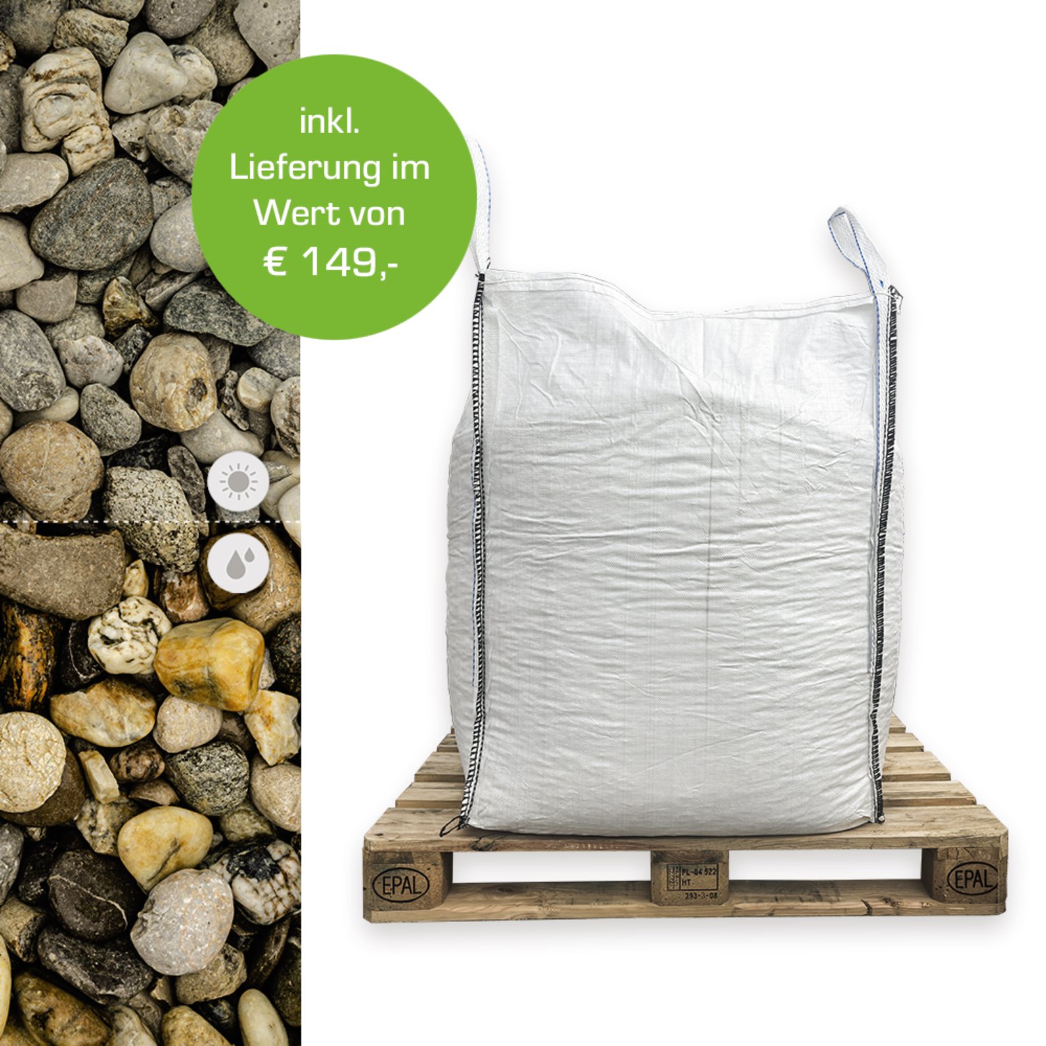 CASAFINO Flusskiesel bunt 32-50 mm 1000kg Big Bag