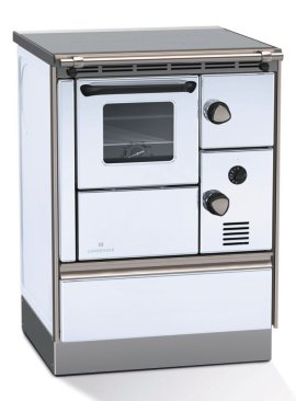 LOHBERGER Holzherd Rega 60 mit Stahlplatte 7,1 kW Weiß