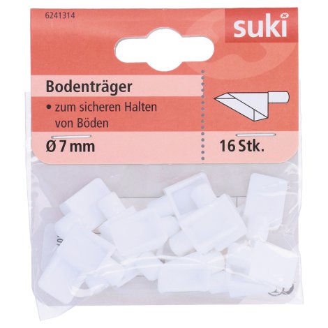 SUKI Bodenträger Kunststoff Weiß mit Stift Ø 7 mm 16 Stk.