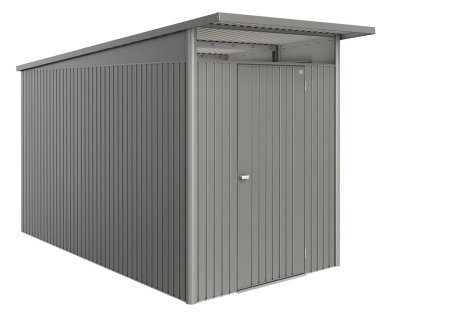 BIOHORT Gerätehaus AvantGarde® Eco A4 + Standardtür 180x380x222 cm, Quarzgrau-Metallic