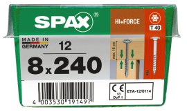 SPAX Schraube HIF Wirox 8 mm 12 Stk.