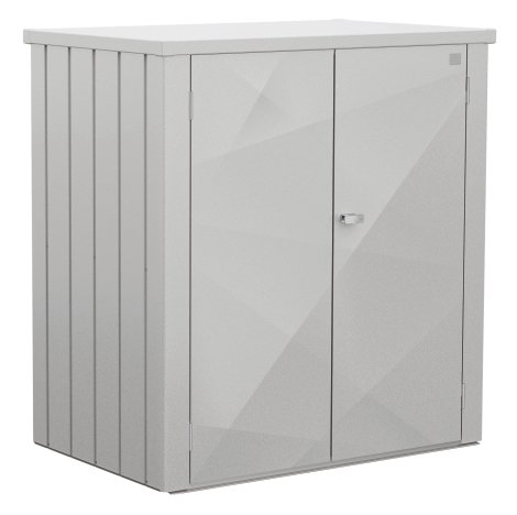 BIOHORT Terrassenschrank Romeo L XDesign 132x87x140 cm (BxTxH), Silber-Metallic