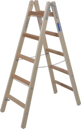 KRAUSE Holz Sprossen-Doppelleiter 2x5 Sprossen
