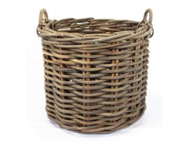 Holzkorb Rattan rund Grau 65x55 cm