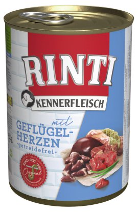 RINTI Hundenassfutter Kennerfleisch Geflügelherzen 400 g