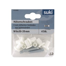 SUKI Hülsenschraube Stahl/Kunststoff Weiß 4 Stk.