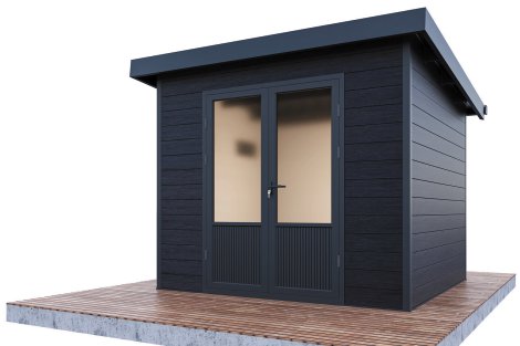 WOLFF FINNHAUS Gartenhaus Nives 2724 Anthrazit/Hellgrau 28 mm