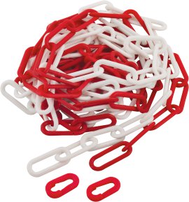 SUKI Kunststoff-Absperrkette Rot/Weiß 5 lfm